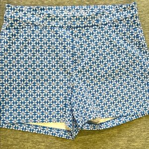 Old Navy High Waist Blue and White Geometric Shorts